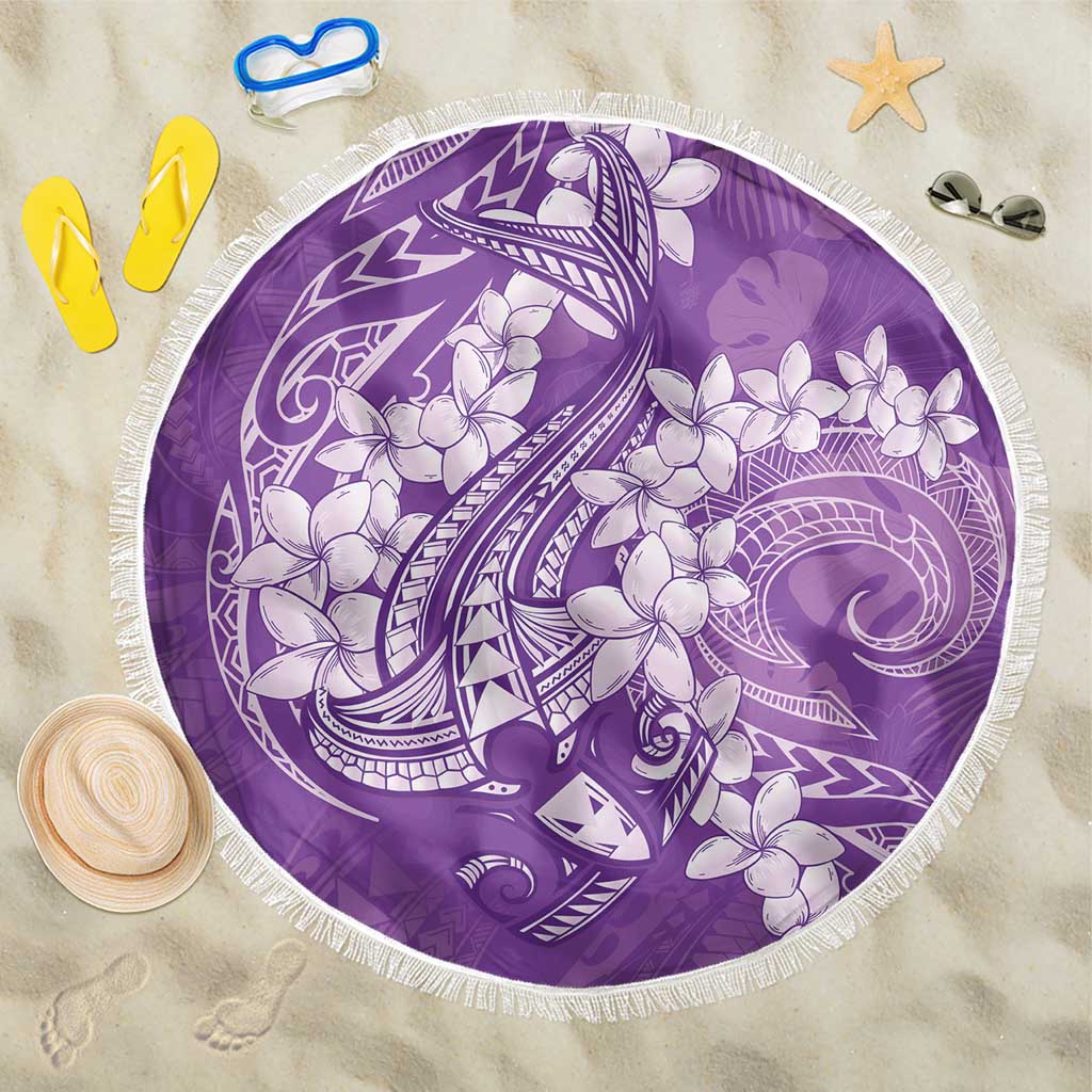 Purple Polynesia Hammerhead Shark Tattoo With Plumeria Lei Beach Blanket LT14 One Size 150cm Purple - Polynesian Pride