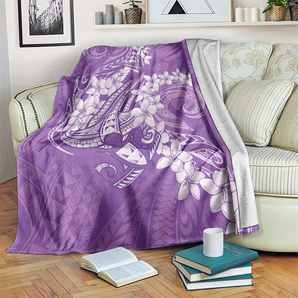 Purple Polynesia Hammerhead Shark Tattoo With Plumeria Lei Blanket LT14 Purple - Polynesian Pride