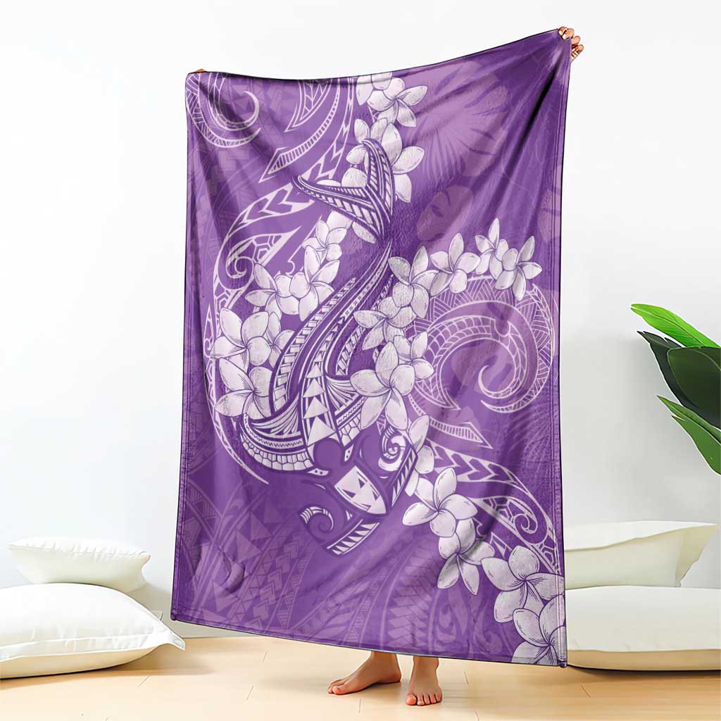 Purple Polynesia Hammerhead Shark Tattoo With Plumeria Lei Blanket LT14 - Polynesian Pride