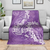 Purple Polynesia Hammerhead Shark Tattoo With Plumeria Lei Blanket LT14 - Polynesian Pride