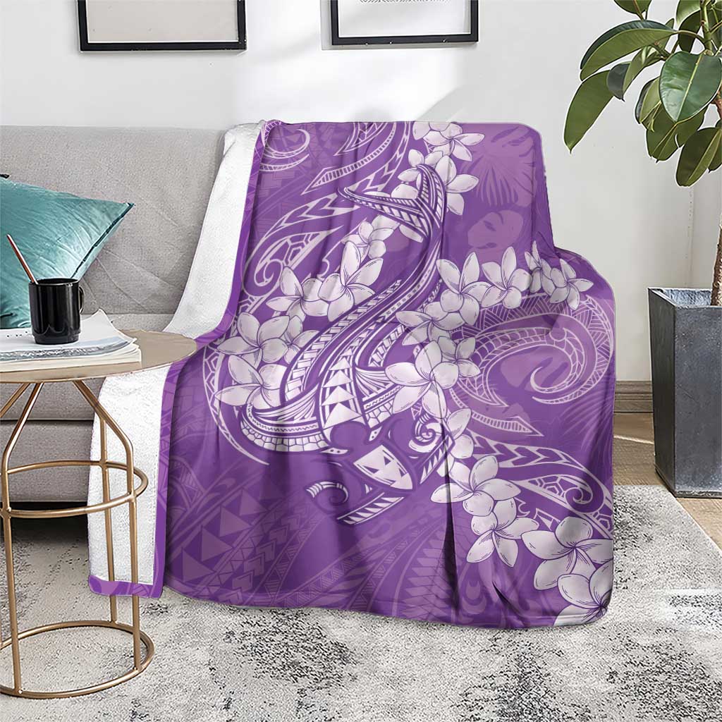 Purple Polynesia Hammerhead Shark Tattoo With Plumeria Lei Blanket LT14 - Polynesian Pride