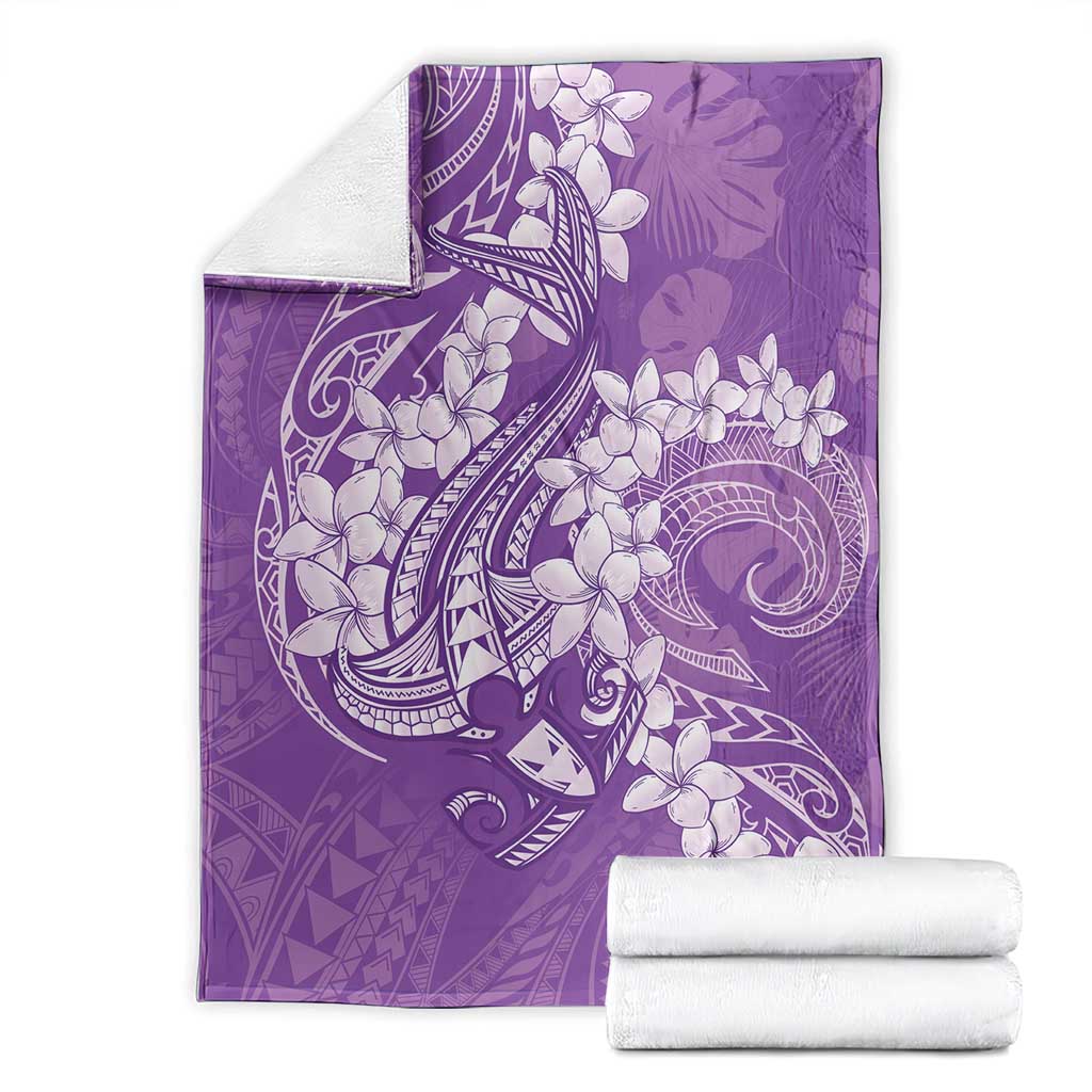 Purple Polynesia Hammerhead Shark Tattoo With Plumeria Lei Blanket LT14 - Polynesian Pride