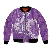 Purple Polynesia Hammerhead Shark Tattoo With Plumeria Lei Bomber Jacket