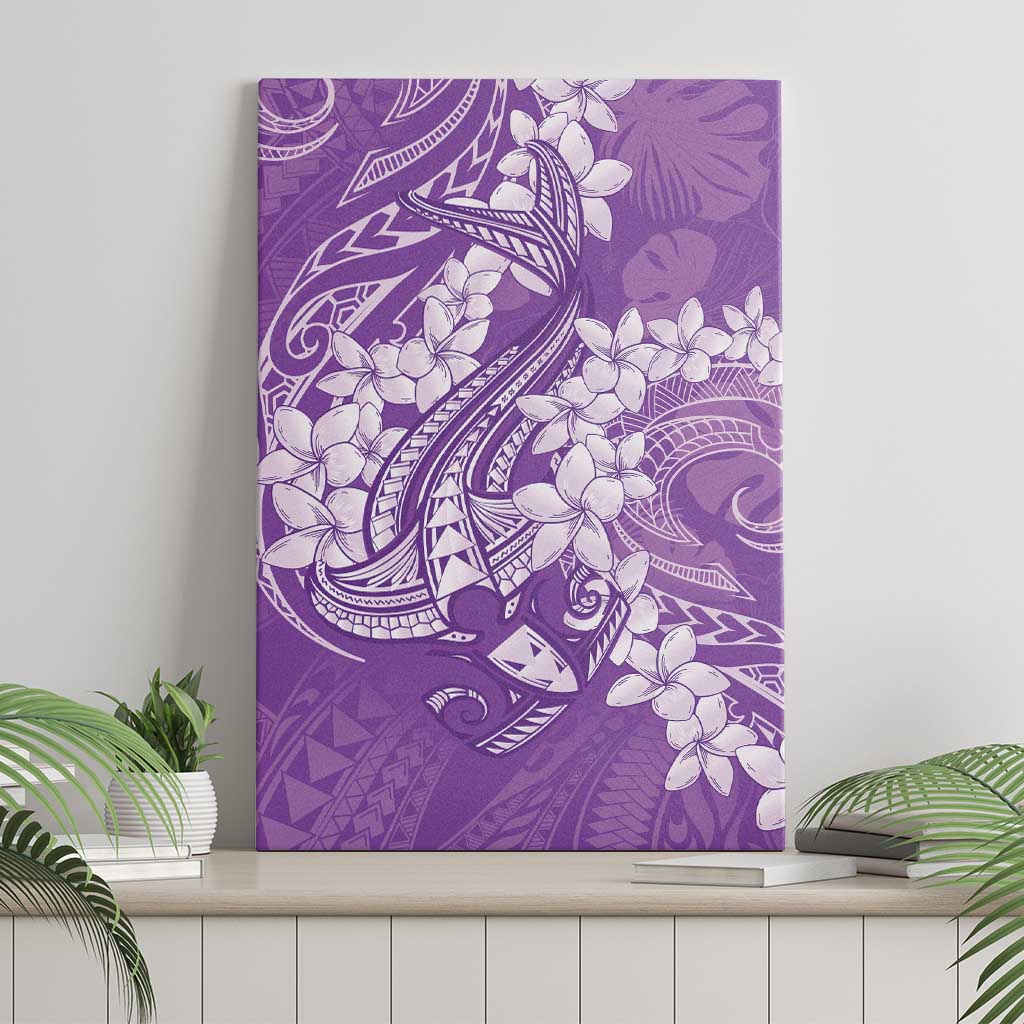Purple Polynesia Hammerhead Shark Tattoo With Plumeria Lei Canvas Wall Art LT14 - Polynesian Pride