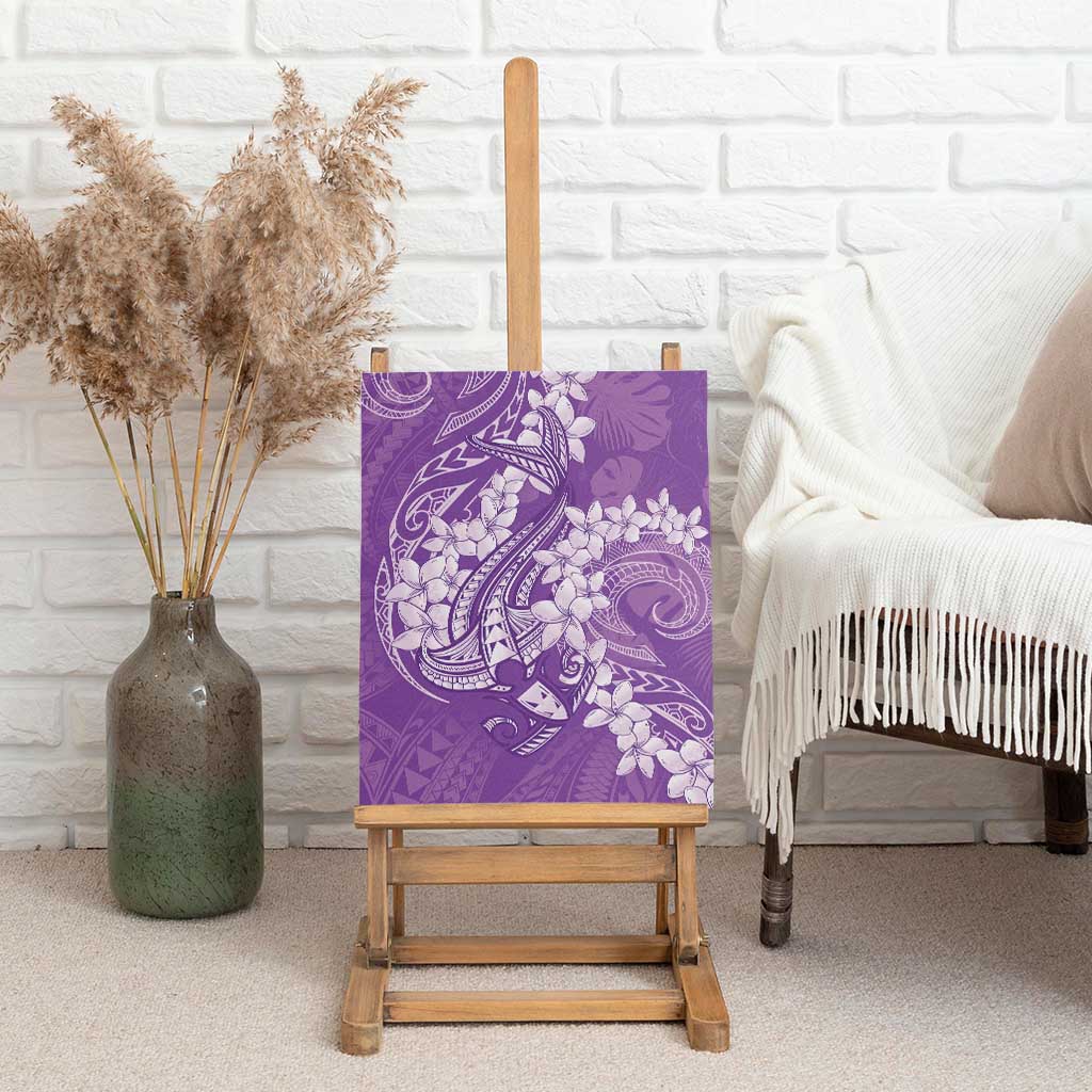Purple Polynesia Hammerhead Shark Tattoo With Plumeria Lei Canvas Wall Art LT14 - Polynesian Pride