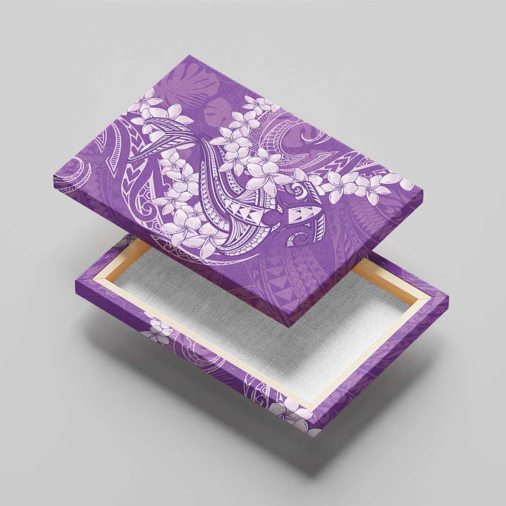 Purple Polynesia Hammerhead Shark Tattoo With Plumeria Lei Canvas Wall Art LT14 - Polynesian Pride