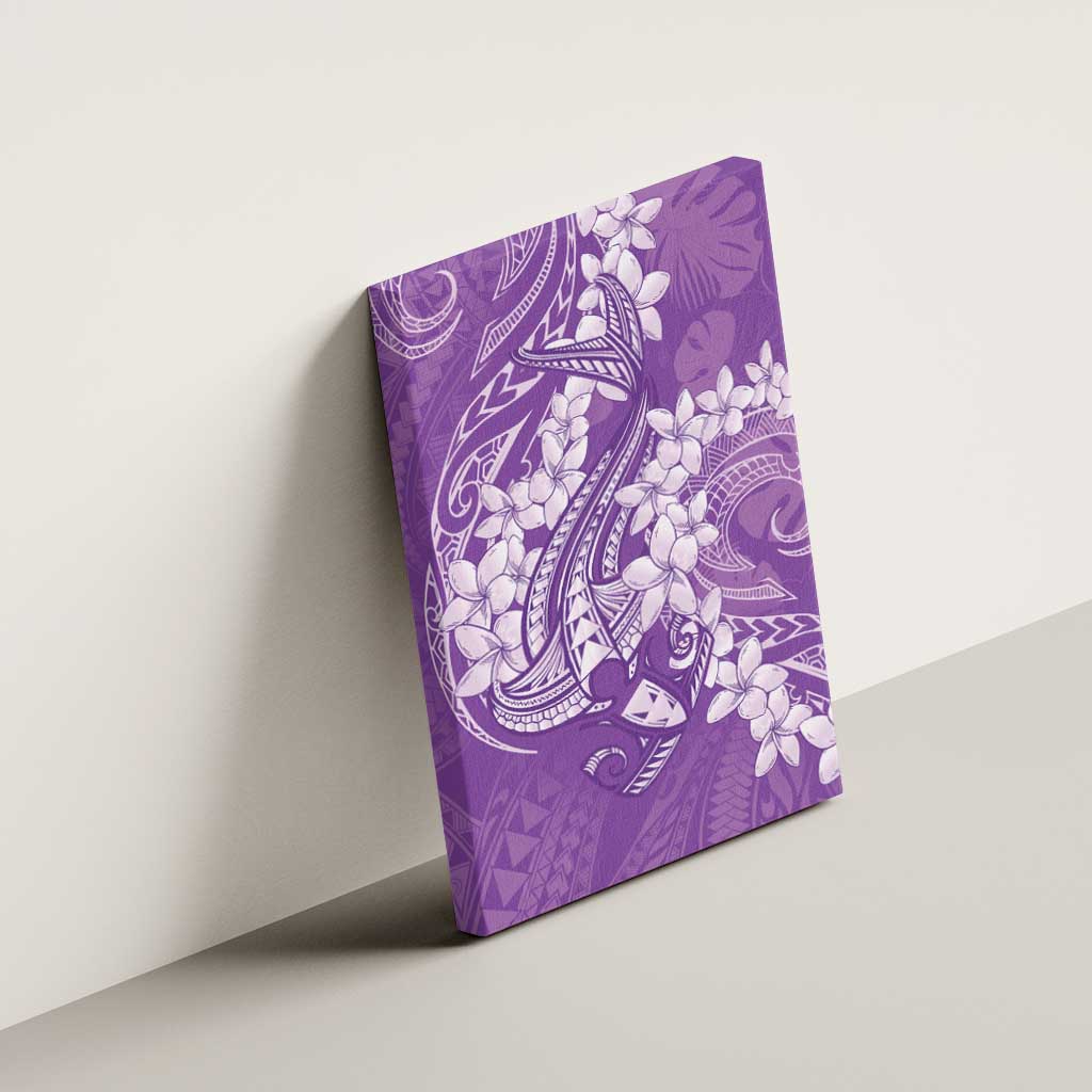 Purple Polynesia Hammerhead Shark Tattoo With Plumeria Lei Canvas Wall Art LT14 - Polynesian Pride