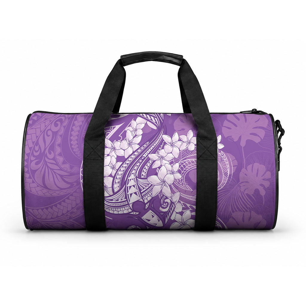 Purple Polynesia Hammerhead Shark Tattoo With Plumeria Lei Duffle Bag LT14 One size Purple - Polynesian Pride