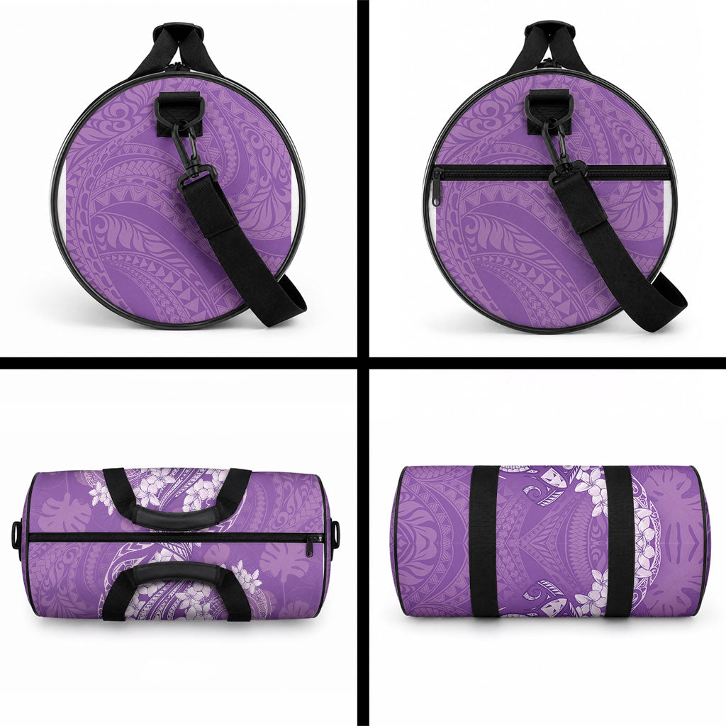 Purple Polynesia Hammerhead Shark Tattoo With Plumeria Lei Duffle Bag LT14 - Polynesian Pride