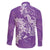 Purple Polynesia Hammerhead Shark Tattoo With Plumeria Lei Family Matching Off The Shoulder Long Sleeve Dress and Hawaiian Shirt