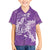Purple Polynesia Hammerhead Shark Tattoo With Plumeria Lei Family Matching Off The Shoulder Long Sleeve Dress and Hawaiian Shirt