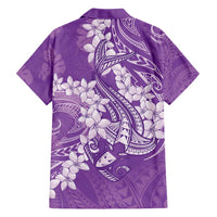 Purple Polynesia Hammerhead Shark Tattoo With Plumeria Lei Family Matching Tank Maxi Dress and Hawaiian Shirt