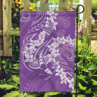 Purple Polynesia Hammerhead Shark Tattoo With Plumeria Lei Garden Flag