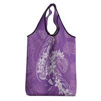 Purple Polynesia Hammerhead Shark Tattoo With Plumeria Lei Grocery Bag LT14 - Polynesian Pride