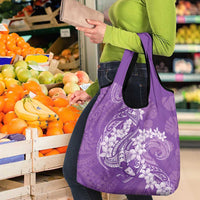 Purple Polynesia Hammerhead Shark Tattoo With Plumeria Lei Grocery Bag LT14 - Polynesian Pride