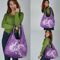 Purple Polynesia Hammerhead Shark Tattoo With Plumeria Lei Grocery Bag LT14 - Polynesian Pride