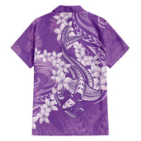 Purple Polynesia Hammerhead Shark Tattoo With Plumeria Lei Hawaiian Shirt LT14 - Polynesian Pride