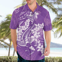 Purple Polynesia Hammerhead Shark Tattoo With Plumeria Lei Hawaiian Shirt LT14 - Polynesian Pride