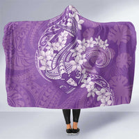 Purple Polynesia Hammerhead Shark Tattoo With Plumeria Lei Hooded Blanket LT14 One Size Purple - Polynesian Pride