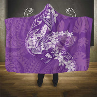 Purple Polynesia Hammerhead Shark Tattoo With Plumeria Lei Hooded Blanket LT14 - Polynesian Pride