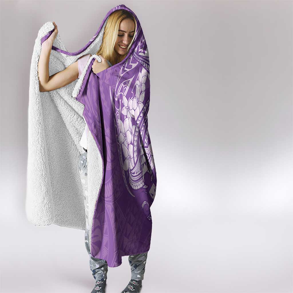 Purple Polynesia Hammerhead Shark Tattoo With Plumeria Lei Hooded Blanket LT14 - Polynesian Pride