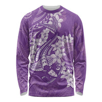 Purple Polynesia Hammerhead Shark Tattoo With Plumeria Lei Long Sleeve Shirt LT14 Unisex Purple - Polynesian Pride