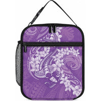 Purple Polynesia Hammerhead Shark Tattoo With Plumeria Lei Lunch Bag LT14 10.2 × 8.3 × 4.3 inch Purple - Polynesian Pride