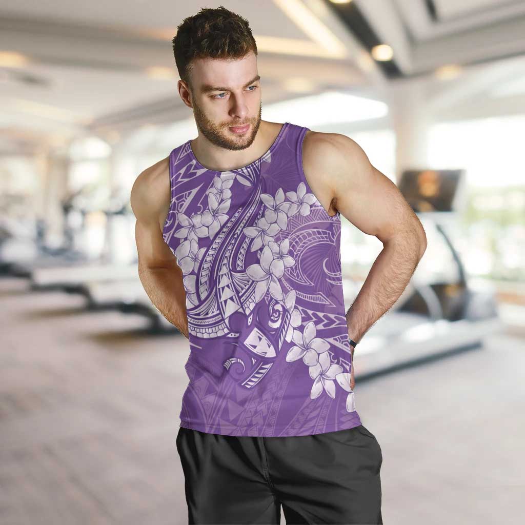 Purple Polynesia Hammerhead Shark Tattoo With Plumeria Lei Men Tank Top LT14 Purple - Polynesian Pride