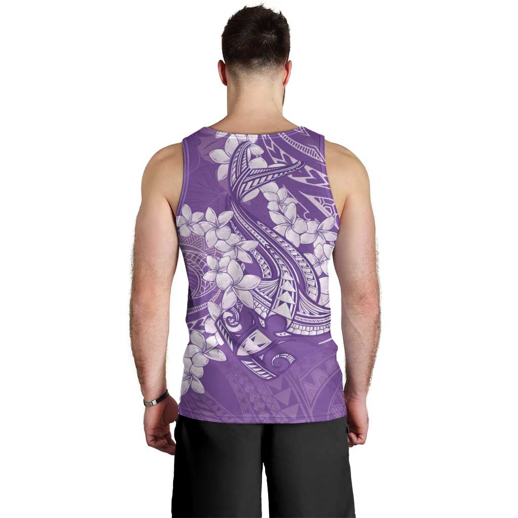 Purple Polynesia Hammerhead Shark Tattoo With Plumeria Lei Men Tank Top LT14 - Polynesian Pride