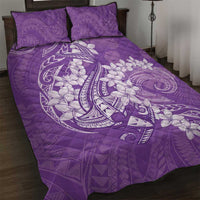 Purple Polynesia Hammerhead Shark Tattoo With Plumeria Lei Quilt Bed Set LT14 Purple - Polynesian Pride