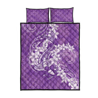 Purple Polynesia Hammerhead Shark Tattoo With Plumeria Lei Quilt Bed Set LT14 - Polynesian Pride