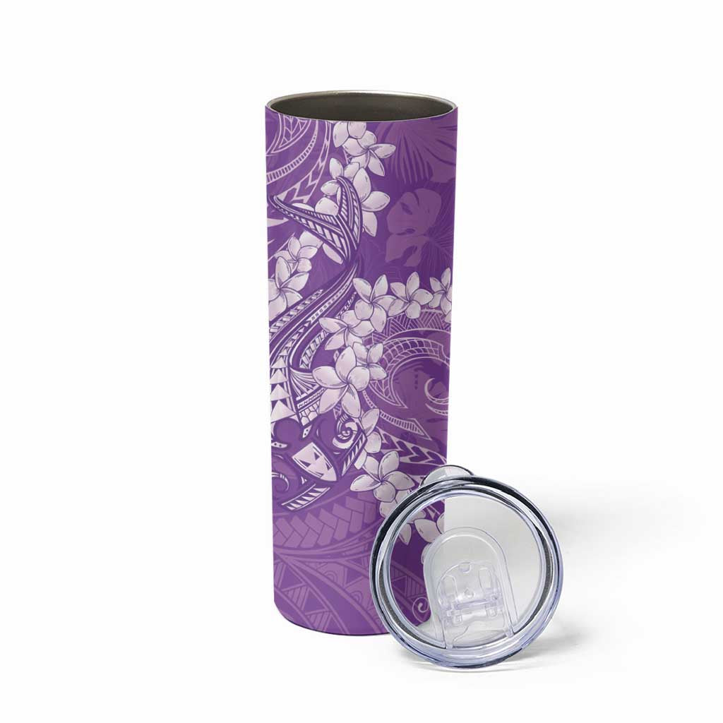 Purple Polynesia Hammerhead Shark Tattoo With Plumeria Lei Skinny Tumbler
