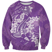 Purple Polynesia Hammerhead Shark Tattoo With Plumeria Lei Sweatshirt LT14 Unisex Purple - Polynesian Pride