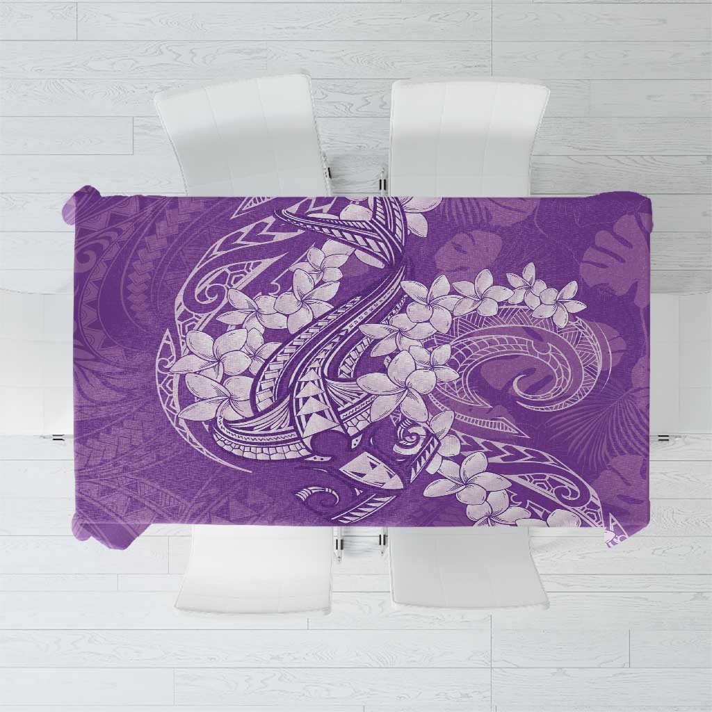 Purple Polynesia Hammerhead Shark Tattoo With Plumeria Lei Tablecloth LT14 Purple - Polynesian Pride
