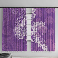 Purple Polynesia Hammerhead Shark Tattoo With Plumeria Lei Window Curtain LT14 With Hooks Purple - Polynesian Pride