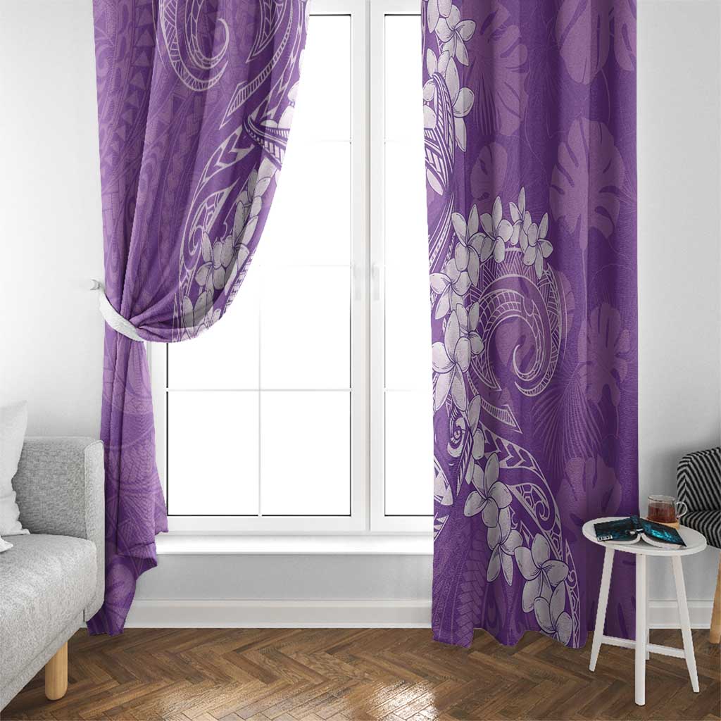 Purple Polynesia Hammerhead Shark Tattoo With Plumeria Lei Window Curtain LT14 - Polynesian Pride