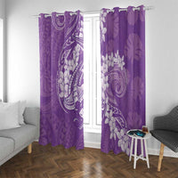 Purple Polynesia Hammerhead Shark Tattoo With Plumeria Lei Window Curtain LT14 With Grommets Purple - Polynesian Pride