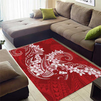 Red Polynesia Hammerhead Shark Tattoo With Plumeria Lei Area Rug