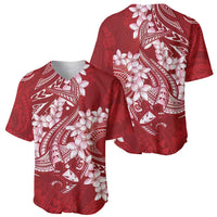 Red Polynesia Hammerhead Shark Tattoo With Plumeria Lei Baseball Jersey