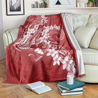 Red Polynesia Hammerhead Shark Tattoo With Plumeria Lei Blanket LT14 Red - Polynesian Pride