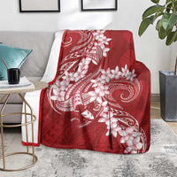 Red Polynesia Hammerhead Shark Tattoo With Plumeria Lei Blanket LT14 - Polynesian Pride