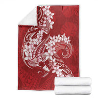 Red Polynesia Hammerhead Shark Tattoo With Plumeria Lei Blanket LT14 - Polynesian Pride