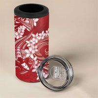 Red Polynesia Hammerhead Shark Tattoo With Plumeria Lei 4 in 1 Can Cooler Tumbler LT14 - Polynesian Pride