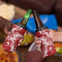 Red Polynesia Hammerhead Shark Tattoo With Plumeria Lei 4 in 1 Can Cooler Tumbler LT14 - Polynesian Pride