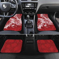 Red Polynesia Hammerhead Shark Tattoo With Plumeria Lei Car Mats LT14 Set 4pcs Red - Polynesian Pride