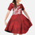 Red Polynesia Hammerhead Shark Tattoo With Plumeria Lei Family Matching Off The Shoulder Long Sleeve Dress and Hawaiian Shirt