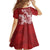 Red Polynesia Hammerhead Shark Tattoo With Plumeria Lei Family Matching Off The Shoulder Long Sleeve Dress and Hawaiian Shirt