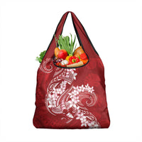 Red Polynesia Hammerhead Shark Tattoo With Plumeria Lei Grocery Bag LT14 1-pack One Size Red - Polynesian Pride