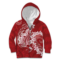 Red Polynesia Hammerhead Shark Tattoo With Plumeria Lei Kid Hoodie