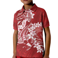 Red Polynesia Hammerhead Shark Tattoo With Plumeria Lei Kid Polo Shirt